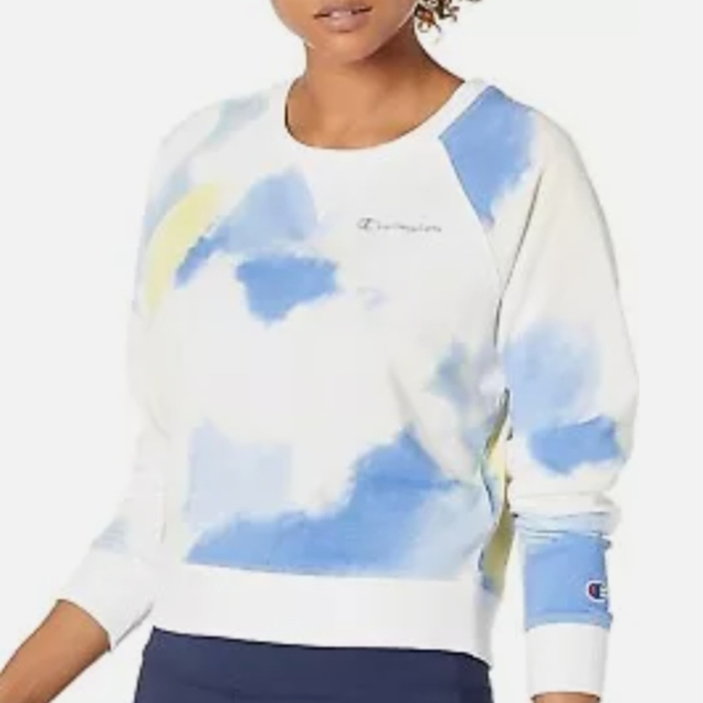 Champion Blue and Yellow Tie-Dye Sweatshirt